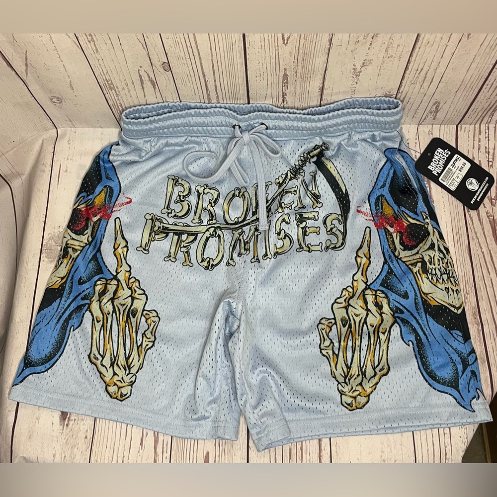 Broken Promises Skeleton Graphic Shorts Mens Size Small
